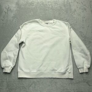 Zara White Crewneck Long Sleeve Sweatshirt Basic Pullover Women's M